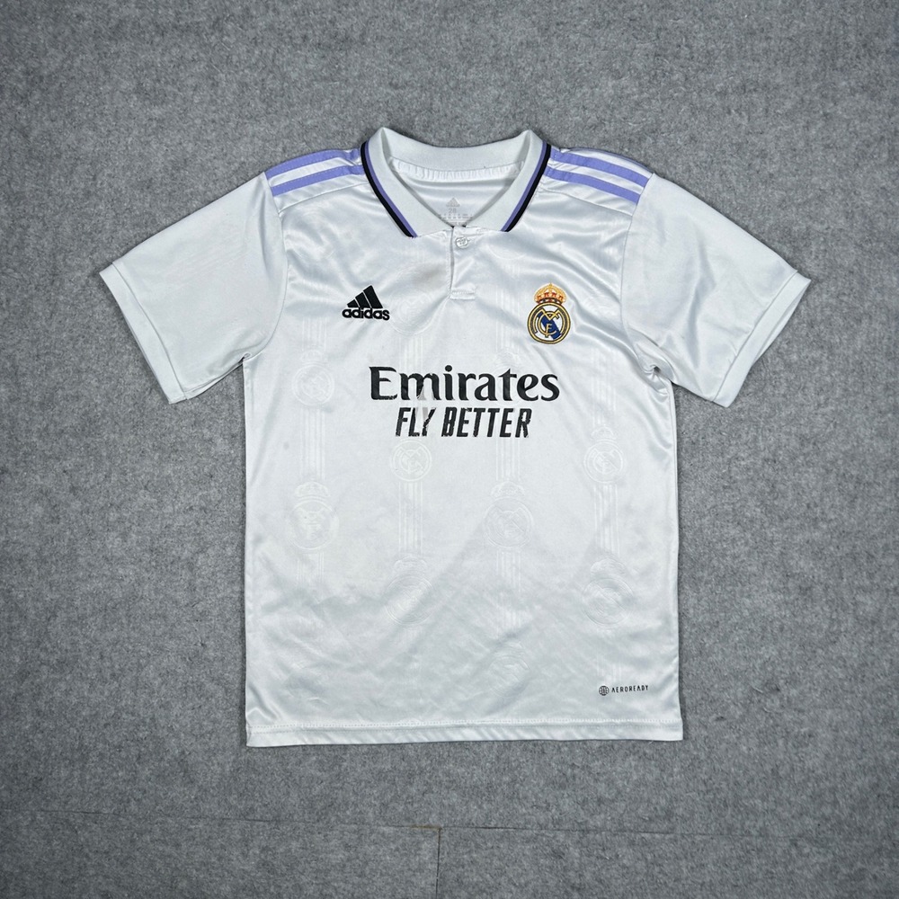 Adidas Real Madrid Soccer Jersey Youth 28 White Benzema 9 Home Kit La Liga